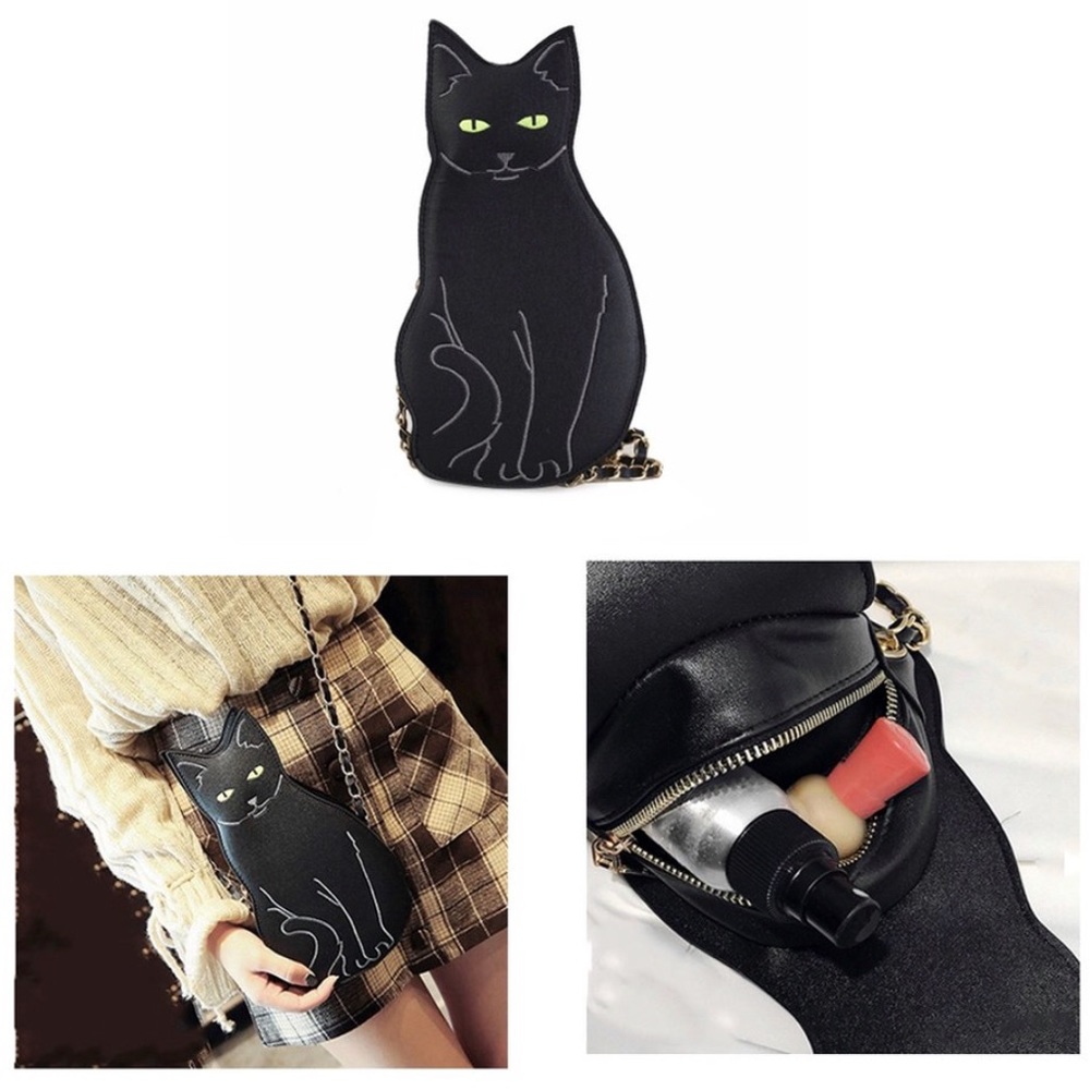 NWT black cat crossbody bag